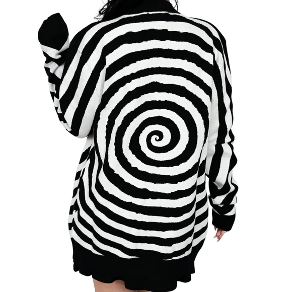 Black and White Striped Women's Sweater - Picture 2 of 5